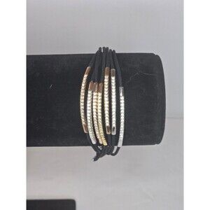 Swarovski Crystal Multi Stranded Cord Bracelet Silver Tone Adjustable